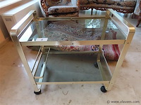 Roltafel/bartrolley glazen blad en metaal - afbeelding 1 van  4
