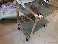 Roltafel/bartrolley glazen blad en metaal - afbeelding 2 van  4