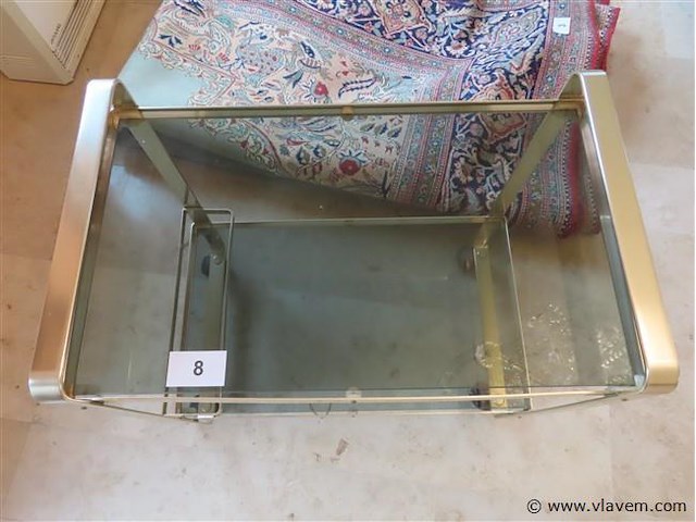 Roltafel/bartrolley glazen blad en metaal - afbeelding 3 van  4