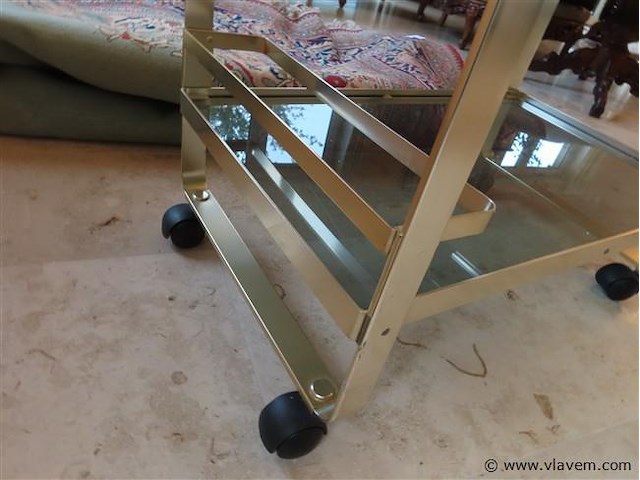 Roltafel/bartrolley glazen blad en metaal - afbeelding 4 van  4
