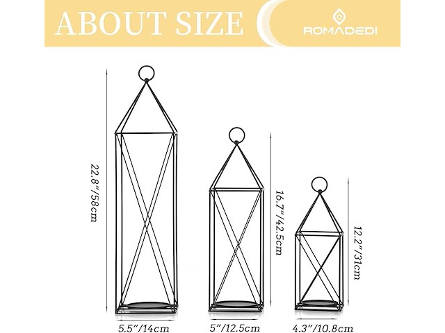 Romadedi kaars lantaarn (set van 3) goudkleurig - afbeelding 2 van  2