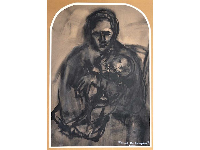 Romain de saegher - moeder en kind - gemengde techniek - afbeelding 1 van  5