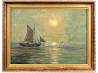 Romain steppe - marine met zeilboten - olie op doek - afbeelding 1 van  5