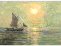 Romain steppe - marine met zeilboten - olie op doek - afbeelding 2 van  5