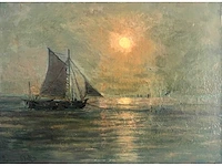 Romain steppe - marine met zeilboten - olie op doek
