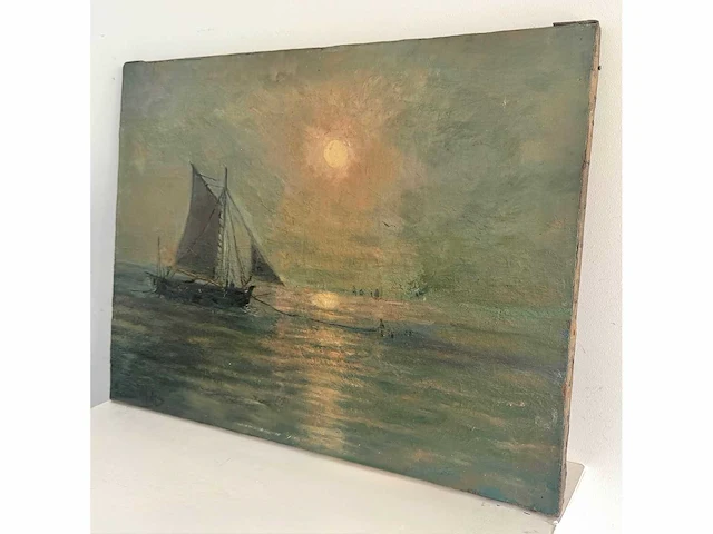 Romain steppe - marine met zeilboten - olie op doek - afbeelding 4 van  9