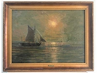 Romain steppe - marine met zeilboten - olie op doek - afbeelding 7 van  9