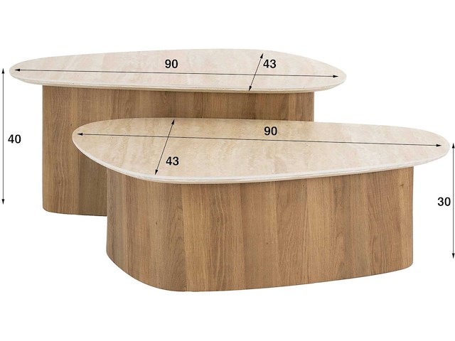 Romano driehoekige salontafel set - afbeelding 5 van  5