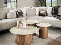 Romano ronde keramische travertijn salontafel set/3 - afbeelding 1 van  5