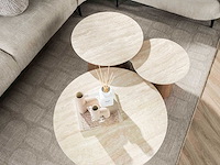 Romano ronde keramische travertijn salontafel set/3 - afbeelding 2 van  5