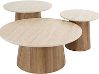 Romano ronde keramische travertijn salontafel set/3 - afbeelding 4 van  5