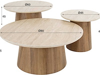 Romano ronde keramische travertijn salontafel set/3 - afbeelding 5 van  5