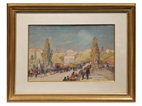 Roméo dumoulin (1883-1944), 'le pont de tolide à madrid', watercolour and pencil on paper 28 x 42 cm. (11.01 x 16.53 in.), frame: 49 x 63 cm. (19.28 x 24.80 in.) - afbeelding 2 van  5