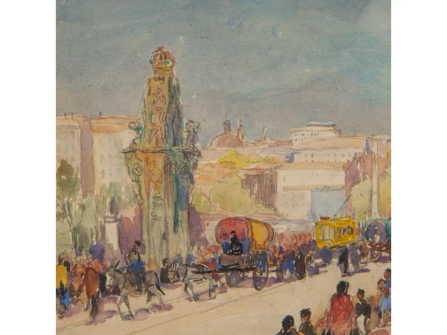 Roméo dumoulin (1883-1944), 'le pont de tolide à madrid', watercolour and pencil on paper 28 x 42 cm. (11.01 x 16.53 in.), frame: 49 x 63 cm. (19.28 x 24.80 in.) - afbeelding 4 van  5