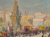 Roméo dumoulin (1883-1944), 'le pont de tolide à madrid', watercolour and pencil on paper 28 x 42 cm. (11.01 x 16.53 in.), frame: 49 x 63 cm. (19.28 x 24.80 in.) - afbeelding 4 van  5