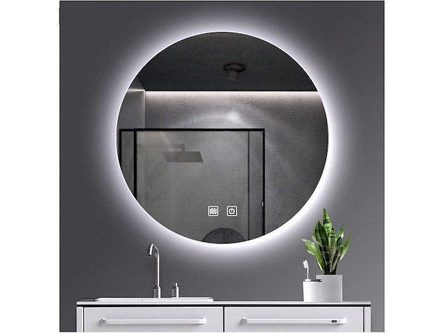 Rond - 60x60 - led spiegel - ronde spiegel met verlichting - 3 led-standen en dimbaar - verwarmingsfunctie- condensvrij - 60 x 60 cm - 01u-gdr - afbeelding 2 van  2