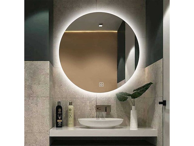 Rond - 60x60 - led spiegel - ronde spiegel met verlichting - 3 led-standen en dimbaar - verwarmingsfunctie- condensvrij - 60 x 60 cm - 01u-gdr - afbeelding 1 van  1