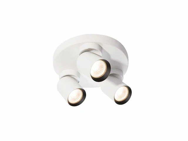 Rond gu10 opbouwspot armatuur triple cilinder zand wit en zwart draaibaar(6x) - afbeelding 2 van  8