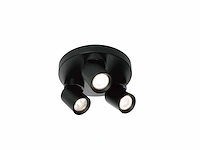 Rond gu10 opbouwspot armatuur triple cilinder zand zwart draaibaar(12x) - afbeelding 2 van  8
