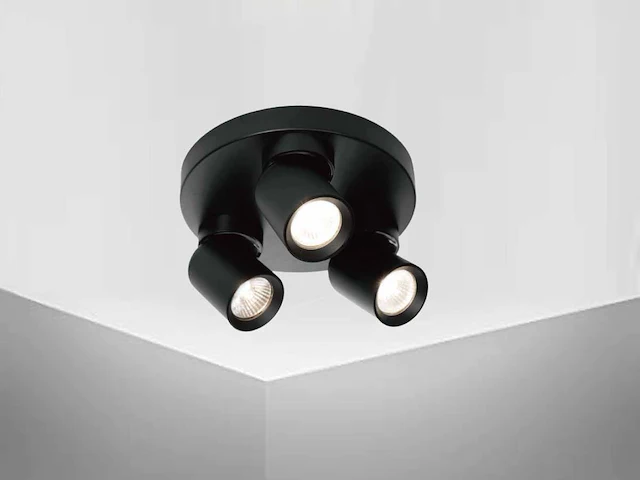 Rond gu10 opbouwspot armatuur triple cilinder zand zwart draaibaar(6x) - afbeelding 2 van  8