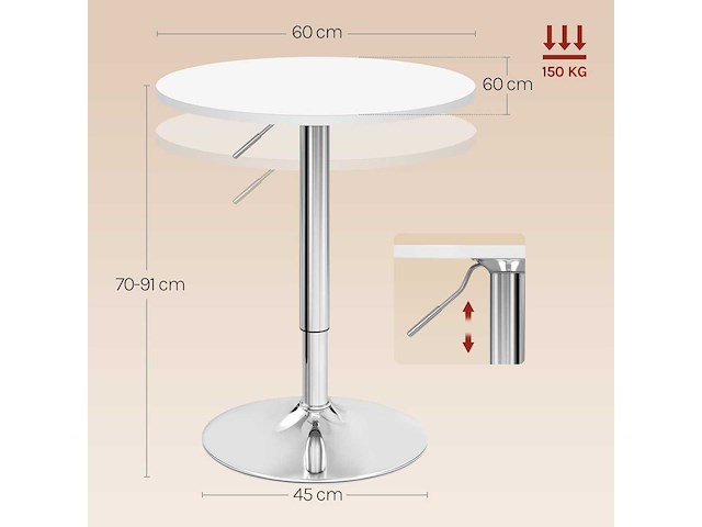 Ronde bartafel, hoge tafel met 360° draaibaar blad - afbeelding 4 van  8