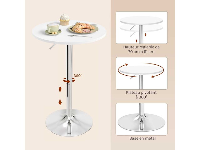 Ronde bartafel, hoge tafel met 360° draaibaar blad - afbeelding 5 van  8