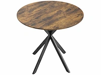 Ronde eettafel voor 2 personen met een houtachtig blad en een stalen kruisvoet - afbeelding 2 van  5