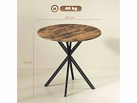Ronde eettafel voor 2 personen met een houtachtig blad en een stalen kruisvoet - afbeelding 3 van  5