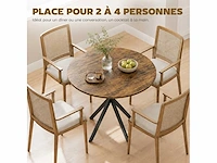 Ronde eettafel voor 2 personen met een houtachtig blad en een stalen kruisvoet - afbeelding 4 van  5