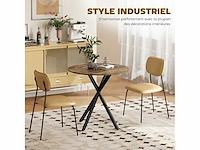 Ronde eettafel voor 2 personen met een houtachtig blad en een stalen kruisvoet - afbeelding 5 van  5