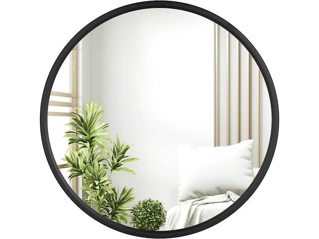 Ronde en moderne wandspiegel met een diameter van 60 cm - zwart - afbeelding 2 van  6