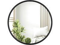 Ronde en moderne wandspiegel met een diameter van 60 cm - zwart - afbeelding 2 van  6