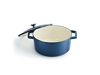 Ronde gietijzeren ovenschaal - blauw - brandt - afbeelding 4 van  7