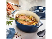 Ronde gietijzeren ovenschaal - blauw - brandt - afbeelding 6 van  7