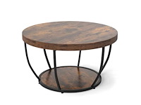 Ronde houten salontafel met 2 lagen en metalen frame - afbeelding 1 van  6