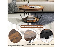 Ronde houten salontafel met 2 lagen en metalen frame - afbeelding 2 van  6