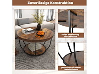 Ronde houten salontafel met 2 lagen en metalen frame - afbeelding 4 van  6