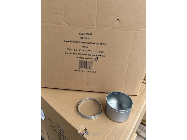 Ronde metalen potjes met vensterdeksel – 400 ml tinewaredirect - afbeelding 1 van  3