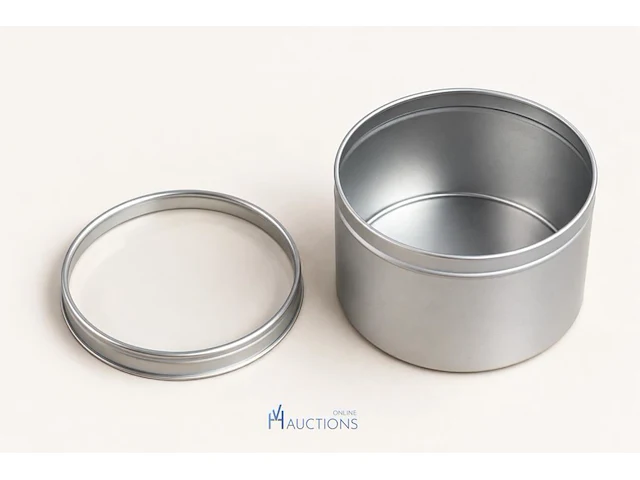Ronde metalen potjes met vensterdeksel – 400 ml tinewaredirect - afbeelding 2 van  3