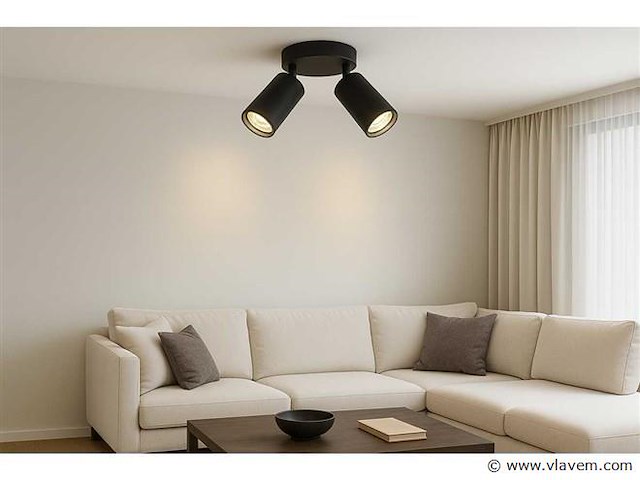 Ronde plafondlamp gu10 – 2 draaibare spots (x8) - afbeelding 1 van  4