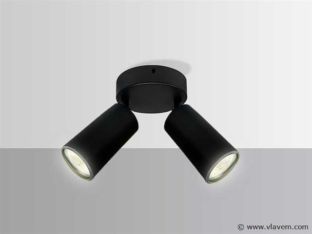 Ronde plafondlamp gu10 – 2 draaibare spots (x8) - afbeelding 2 van  4