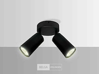 Ronde plafondlamp gu10 – 2 draaibare spots (x8) - afbeelding 3 van  5