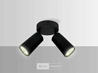 Ronde plafondlamp gu10 – 2 draaibare spots (x8) - afbeelding 3 van  5