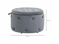 Ronde poef met opbergruimte, gewatteerd ontwerp met knopen - afbeelding 3 van  4