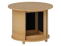 Ronde salontafel bamboe salontafel met verborgen opslag en schuifdeur - afbeelding 2 van  5