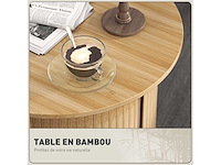 Ronde salontafel bamboe salontafel met verborgen opslag en schuifdeur - afbeelding 3 van  5