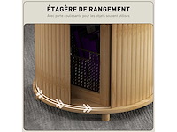 Ronde salontafel bamboe salontafel met verborgen opslag en schuifdeur - afbeelding 4 van  5