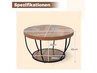 Ronde salontafel, houten look en metalen frame, 80 x 45 cm - afbeelding 2 van  5
