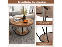 Ronde salontafel, houten look en metalen frame, 80 x 45 cm - afbeelding 3 van  5