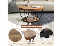 Ronde salontafel, houten look en metalen frame, 80 x 45 cm - afbeelding 4 van  5